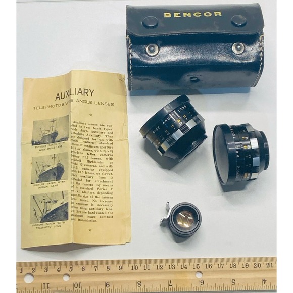 Bencor Other - Bencor Case, Lens Auxiliary Wide Angle Lens and Telephoto Lens MADE IN JAPAN